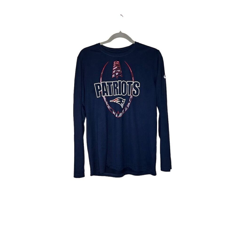 Men's Nike New England Patriots Long Sleeve T-Shirt Medium Navy Blue NFL Apparel